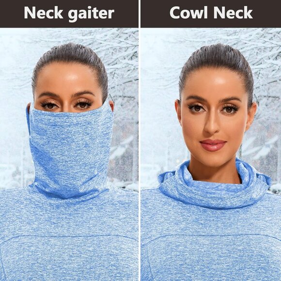 Women's Fleece Dress Running Sweatshirt Dress with Thumb Holes Pocket Light Blue - Picture 4 of 6